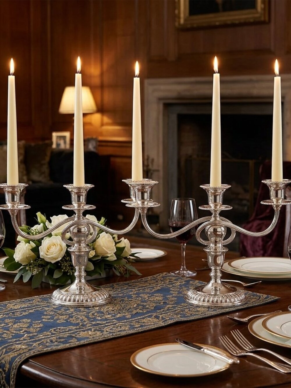Vintage Birks Regency Plate 3-Arm Candelabra Pair – Silver Plated